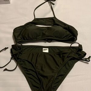 Massimo Size Large hunter green bikini top with keyhole & bottom